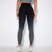 Leggings De Yoga Para Mujer Con Gradiente De Color Y Levantamiento De Glúteos Pantalones De Running Fitness Secado Rápido Talla True Leggings De Cintura Elástica De Nylon - details 2