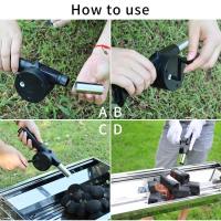 Accesorios De Picnic Y Camping BBQ Herramientas Portátiles Para Barbacoa Ventilador De Barbacoa Manivela De Aire Para Fuego - details 2