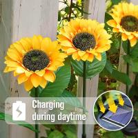 1pc Luz De Girasol Solar Con 3 Cabezas Palillo De Jardín Decorativo Impermeable LED Para Patio Jardín Yard - details 7