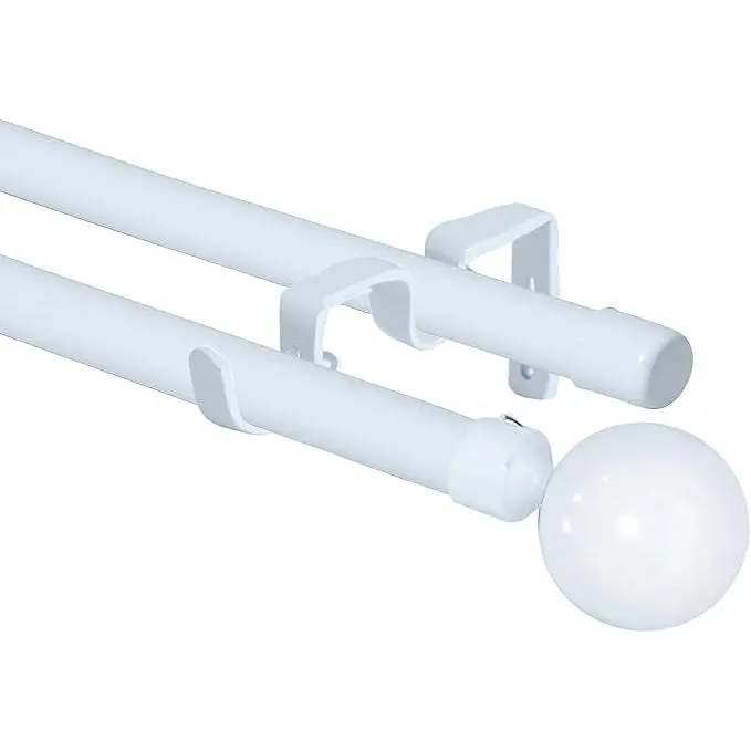 TODOBIEN STORE - Barras de Cortina Doble, Barra de Cortina Extensible 16-19mm, con Terminales Forma Redonda con Soportes, Barra de Cortina de Metal Ajustable para Sala de Estar - 1