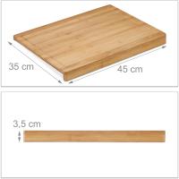 Tabla Cortar con Borde para Encimera,Tablas Modernas para Preparar, Cortar, Trocear, Picar, Cocina, Rectangular, Grande, Bambú, 45*35 cm/35*25cm, Marrón - details 3