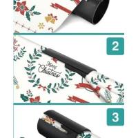 Cortador de papel de regalo deslizante (paquete de 3) - Cortador portátil de rollos de papel de regalo para Navidad y cumpleaños - details 2