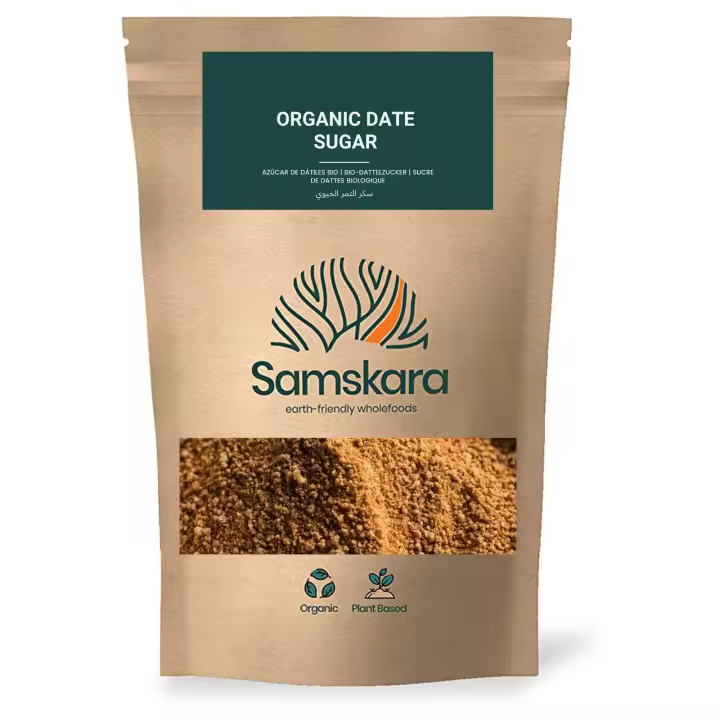 Azúcar de Datil de cultivo Ecológica y comercio justo  Samskara  Endulzante Datiles en polvo  BIO Organic Date Sugar - 1