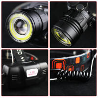BORUiT Linterna De Cara COB LED Potente Con Zoom Recargable USB Impermeable Para Camping Pesca Ciclismo Senderismo - details 7