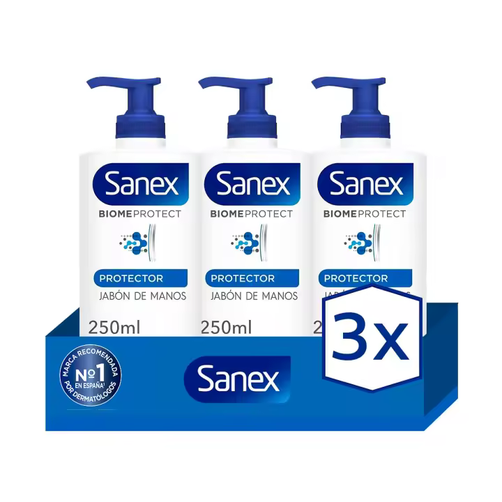 Jabón líquido de manos Sanex BiomeProtect Protector 250ml. Pack 3 - 1