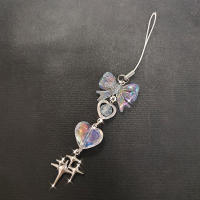Colgante De Corazón Azul Y Transparente Hecho a Mano Para Teléfono Mujer Niña Lanyard De Goma Con Lazo Lindo Y Práctico - details 1