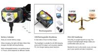 Linterna Frontal LED COB Con Sensor De Movimiento 8 Modos Recargable USB Impermeable Para Camping Caza Ciclismo Pesca - details 2