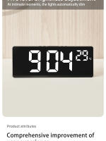 Reloj De Despertar Digital Con Control De Voz Temperatura Dual Modo Nocturno 12/24H LED Para Escritorio Tablero - details 1