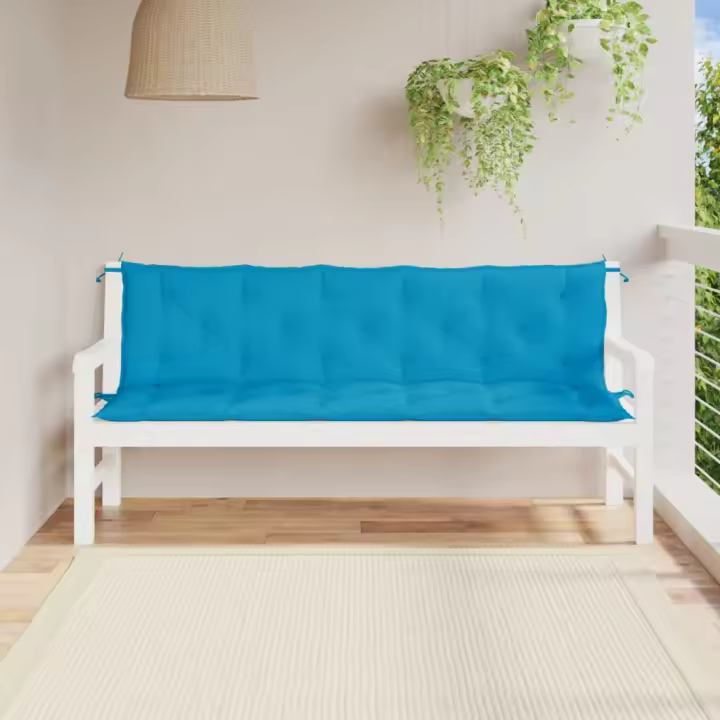 Cojines de banco de jardín 2 uds azul claro 180x50x7 cm - 1