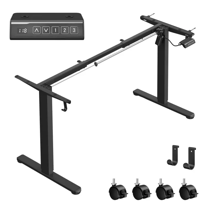 VASAGLE Escritorio Eléctrico Regulable en Altura, Bastidor de Escritorio, Soporte de Escritorio, sin Tablero, con Gancho, Conexión USB, Función de Memoria con 3 Alturas, Acero, Negro Tinta - 1