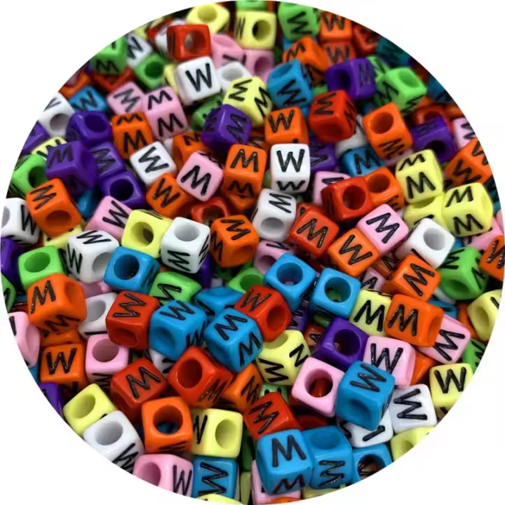 Cuentas De Acrílico Colores Variados 100-500pcs Forma Cuadrada Espaciadoras Alfabeto A-Z Para Creación De Joyas Pulseras DIY Accesorios - 1