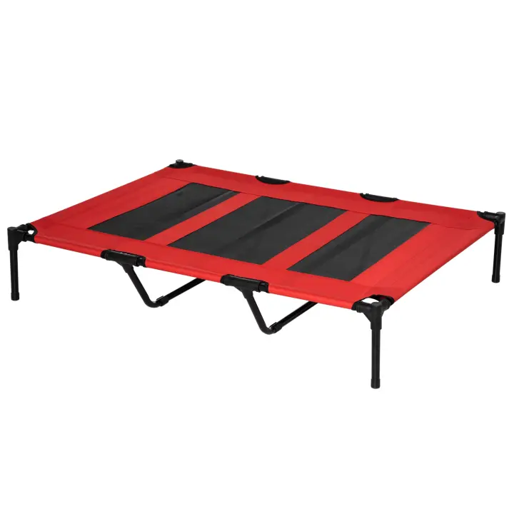 PawHut Cama Elevada para Perros y Gatos Transpirable Cama Mascotas Tela Oxford para Dormir Relajar en Interiores Exteriores Rojo - 1