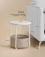 Mesa Auxiliar Redonda con Cesta de Tela - Espaciosa Mesa Lateral para Salón, Dormitorio o Mesita de Noche, Estilo Moderno, Disponible en Varios Colores - details 21