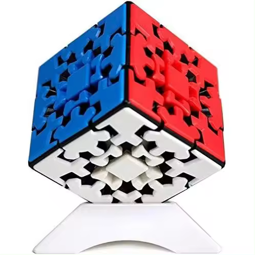 Cubo de engranajes 3x3, rompecabezas de Kungfu, cubo 3D de 3x3x3, cubo de rompecabezas de giro suave con soporte para un cubo (multicolor, sin pegatinas) - 1