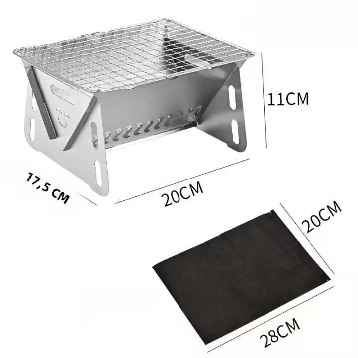 Estufa De Barbacoa Plegable Al Aire Libre De Acero Inoxidable Mini Estufa Para Madera Conveniente Como Tarjeta Rack De Barbacoa Familiar - 1
