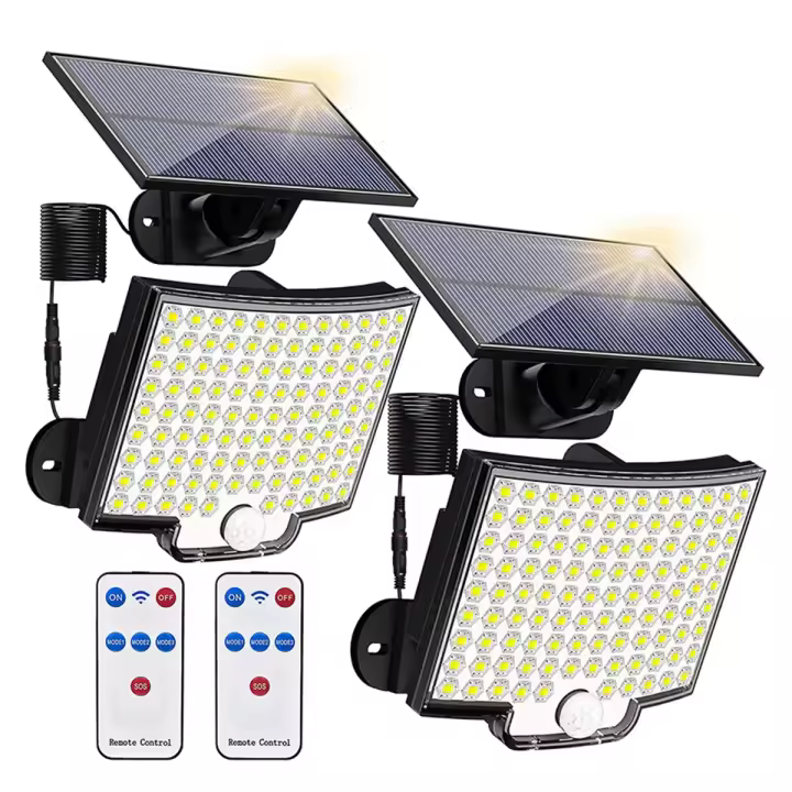 Luces Solar Exteriores con Sensor de Movimiento y Luz de Pared Impermeable IP65 Juego de  106 Luces LED para Inundación Exterior - 1
