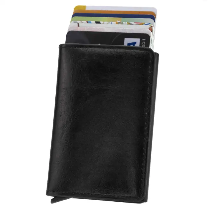 IMAXWAVE Tarjetero Cartera Billetera Monedero Hombre Mujer RFID NFC Negro Cuero - 1