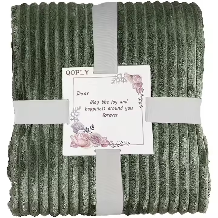 Manta Polar 150*200cm (verde, negro y gris) Mantas cálidas de Felpa de Conejo Artificial para Camas, Manta para lanzar sofá de Lana de Coral Blando, Sábana Gruesa cómoda para otoño, Nuevo - 1