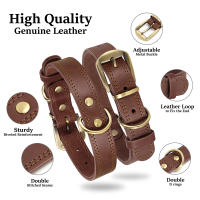 Collar De Cuero Genuino Duradero Ajustable Para Perros Medianos Y Grandes Aleman Shephard Entrenamiento Caza Marrón - details 8