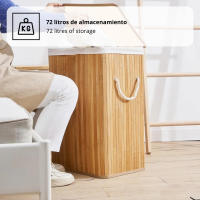 LUTODY - Cesta cesto de Ropa Sucia con Tapa y Asa Ergonómica de Cuerda - Cesta Colada de Bambú Lavable y Extraíble - Capacidad de 72 L para Tendedero, Terraza y Dormitorio - details 5
