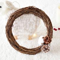 1 Pc Guirnalda De Rattan Seco Natural Para Decoración De Navidad Halloween Y Pascua Arco Iris Redondo Duradero Para Colgar En Puerta O Pared - details 8