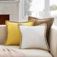 Cubiertas De Almohada De Lino Y Algodón 1/2pcs Con Borde Tricotado Y Volante Para Cojín De Tiras De Lino Estilo Rústico Para Hogar - details 9