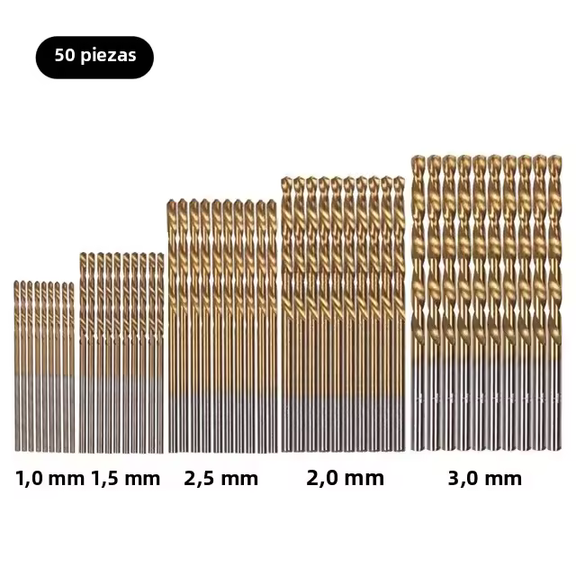 Juego De Brocas De Tornillo Templadas En Titanio HSS Para Metal Y Madera Herramientas De Carpintero 1.0mm-3.5mm 50Pcs 60Pcs - 1
