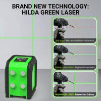 Nivel De Láser HILDA 2 Líneas Con Haz Verde Auto-nivelado Magnético Horizontal Y Vertical Línea Cruzada Tamaño 8*8*7CM Precisión +/-5mm/10m - details 4