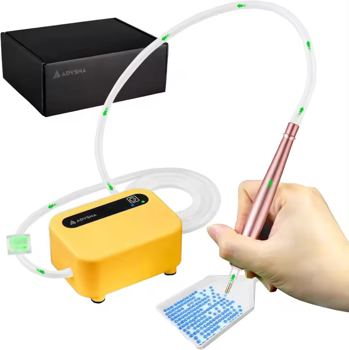 Bolígrafo eléctrico de vacío para pintura de diamantes estilo E-Painter 2.0, alimentación automática, sin cera para taladros AB, herramientas de succión y accesorios, bolígrafo para pintar con diamantes para adultos (negro y azul) - 1