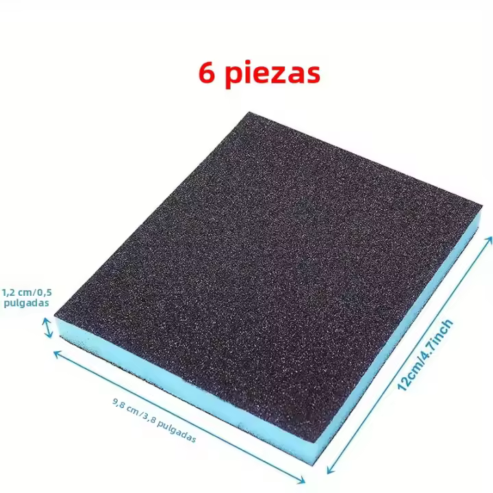 6pcs Esponja De Pulido De Arena Gruesa Medium Fina Bloque De Pulido Reutilizable Y Lavable Para Metal Madera Vidrio - 1