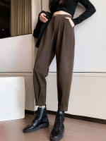 Pantalones De Parche De Lana Gruesa Para Mujer Invierno Cintura Alta Casuales Calientes De Pierna Larga Hasta El Tobillo - details 1