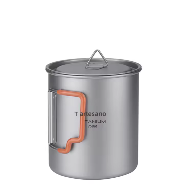 Taza De Camping Tiartisan De Titanio Puro Con Mango Colapsable De Silicona Ultraligera Portátil Para Té Y Café 450ml/750ml - 1