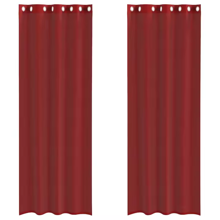 vidaXL Cortinas de gasa con ojales 2 uds rojo vino - 1