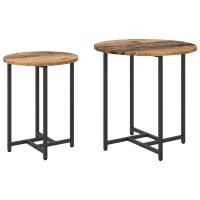 Mesa auxiliar de 2 piezas de madera antigua, madera de ingeniería y metal - details 1