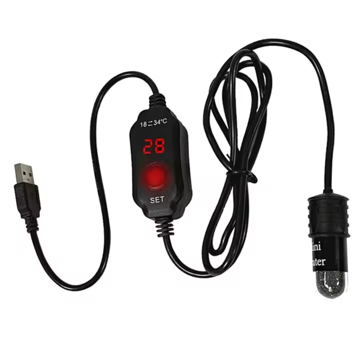 Calentador De Acuario USB De 10W Pequeño Con Mostrador Digital De Temperatura En Fahrenheit Para Betta Y Otros Pez - 1