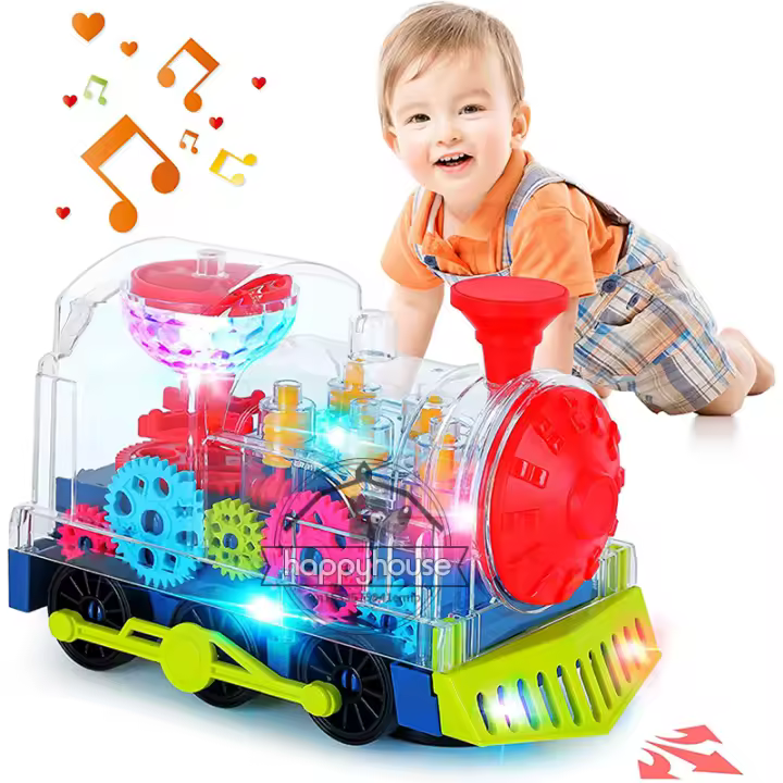 Coche De Juguete Transparente Para Niños Con Luz Sonido Y Música Juguete Educativo Para Bebés Coche Eléctrico Con Engranajes Tren Juguetes Para Niños De 0-12 Años - 1