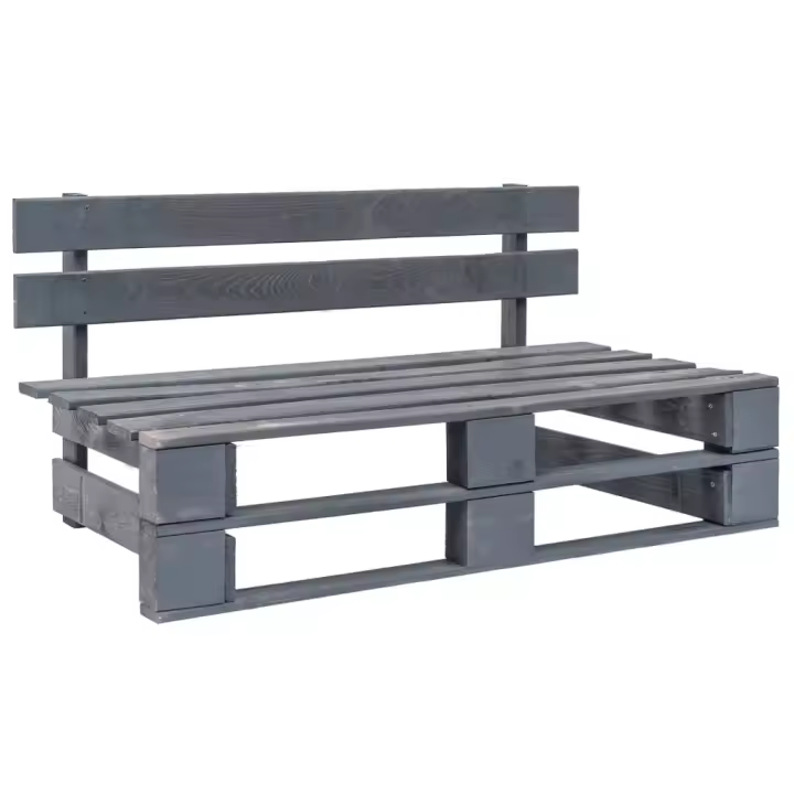 Banco de Palés para Jardín Madera Gris - 1