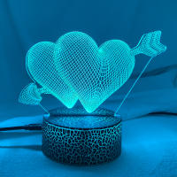 Lámpara De Noche 3D Con Corazones Y Interruptor Táctil LED Para Decoración De Hogar Luz Atmosférica Colorida Para Mesa Lámpara De Borde - details 16