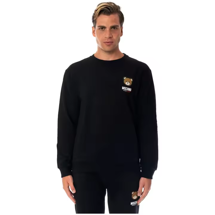 MOSCHINO - Sudadera con Logo y Teddy Bear Engomado Color Negro - 1