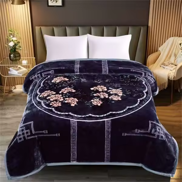 STARLEY-Manta estampada otoño / invierno 200x240cm para cama 135cm, manta grande de sofá extra suave y cálida, 100% poliester  manta estampada 4kg - 1