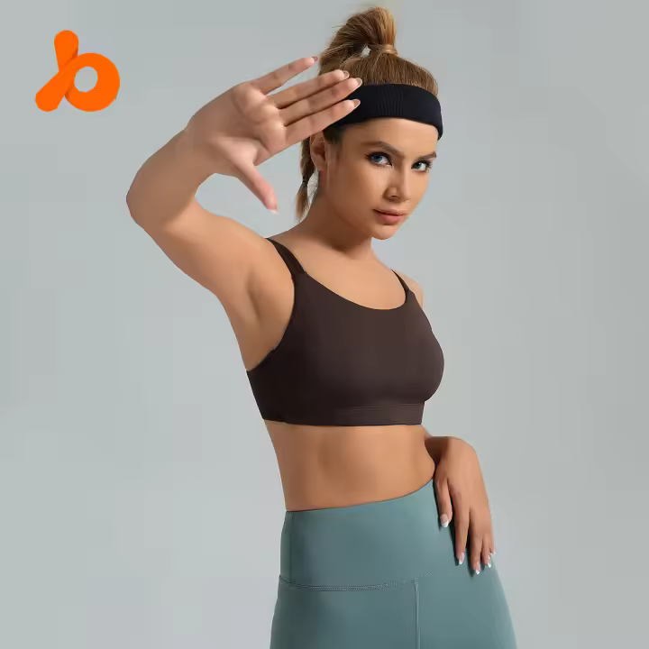 Sujetador deportivo todo en uno push-up a prueba de golpes, muy elástico, en forma de U, con tirantes finos en ambos hombros - 1