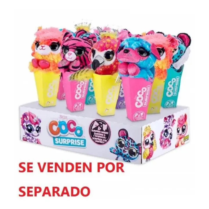 Color Baby Peluche Surtido Coco Sorpresa Neon Figuras de Animales Suave y Colorido - 1