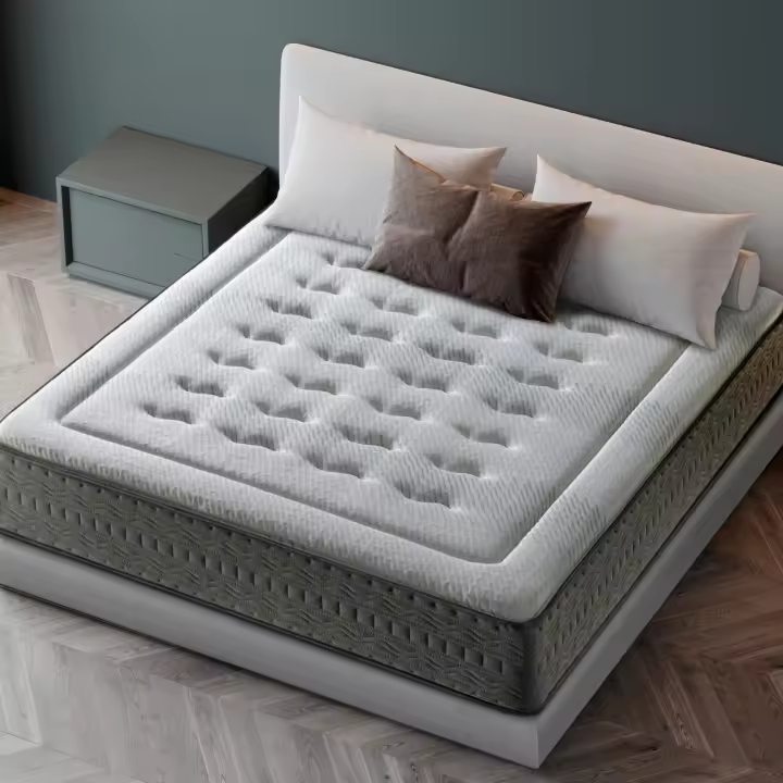 Colchón viscoelástico LuxiaBed MemoryVex adaptable y higiénico - Firmeza media - Modelo Quality Altura 32 cm con muelles - Color gris - Ideal para un descanso óptimo en todas las estaciones del año - 1