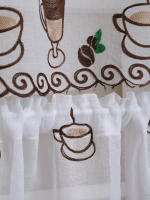 Cortina Corta De Tule Para Ventana Decorativa Con Bordado De Granos De Café 1PC Decoración Para Sala De Estar Y Café Tienda - details 6