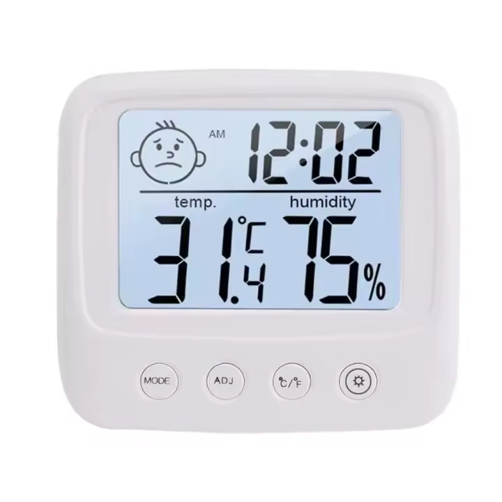 Termómetro Y Higrómetro Digital Para Interior Con Reloj Medidor De Temperatura Y Humedad Función Electrónica Soporte Para Pared Y Estándar Batería AAA Incluida - 1