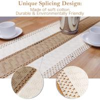 Corredor De Mesa De Lino Splicing En Estilo Boho Y Moderno Para Decoración De Casa Rústica Con Encaje De Algodón Tejido - details 5