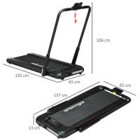 SPORTNOW 2 en 1 Cinta de Correr Plegable Cinta de Andar Velocidad 12 km/h Superficie de Carrera 36x105 cm Control Remoto Pantalla LED y Ruedas para Fitness en Casa 135x65x106 cm Negro - details 3