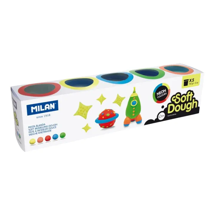 Pasta Blanda Para Modelar 5 Colores Caja 5 Botes 142 g Pasta Blanda Moldear Basic Pasta Infantil Plastilina A Base De Trigo  - Milan - 1