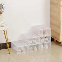 Caja De Almacenamiento Para Zapatos De Plástico Organizador Stackable Translúcido Para Calzado Ecológico Y Plegable - details 1