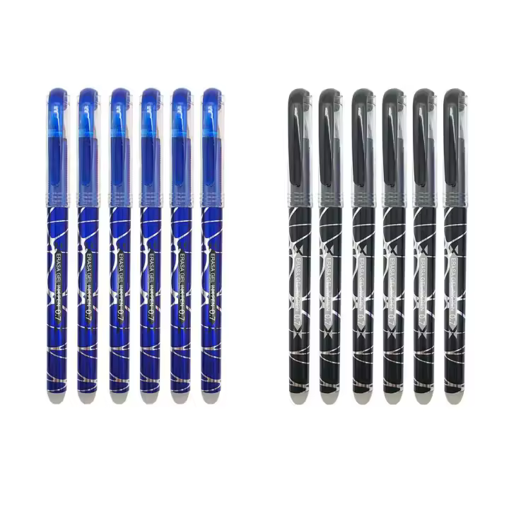 RHardware 12 bolígrafos de tinta negra,azul borrable de gel 0,7mm - 1